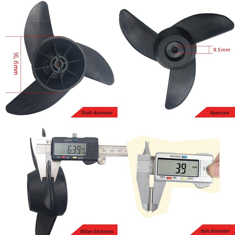 U-BCOO Propellers Electric Outboard Motor Prop for 55lb, 62lb, 86lb Trolling Motors Mount Accessories/Boat 3-Blades (Black) - Image 5